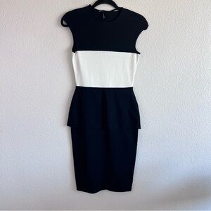 Alexander MCQUEEN Color Block Peplum Knit Dress Black/Ivory *Flaw